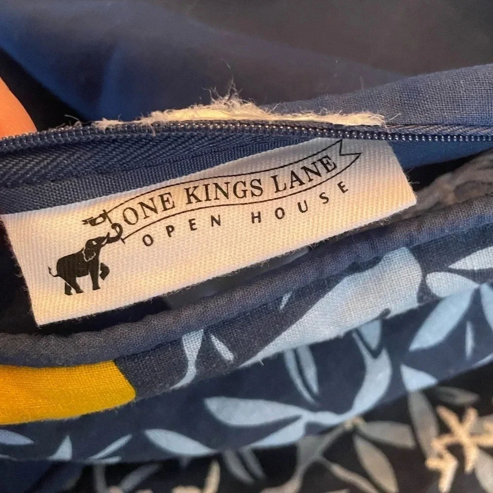 One Kings Lane Lemon Print Linen blend Pillow Covers Only Set of 2 size 20x20